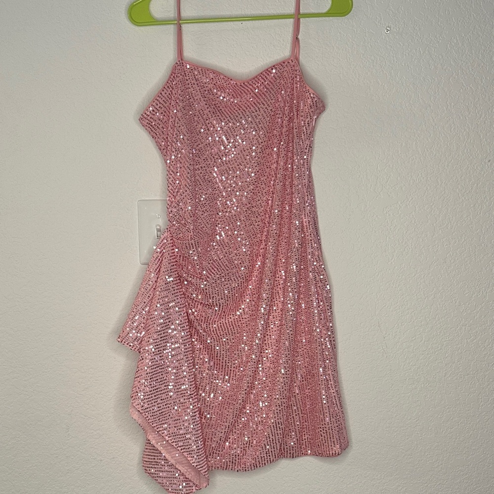 Pink Sequin Mini Dress